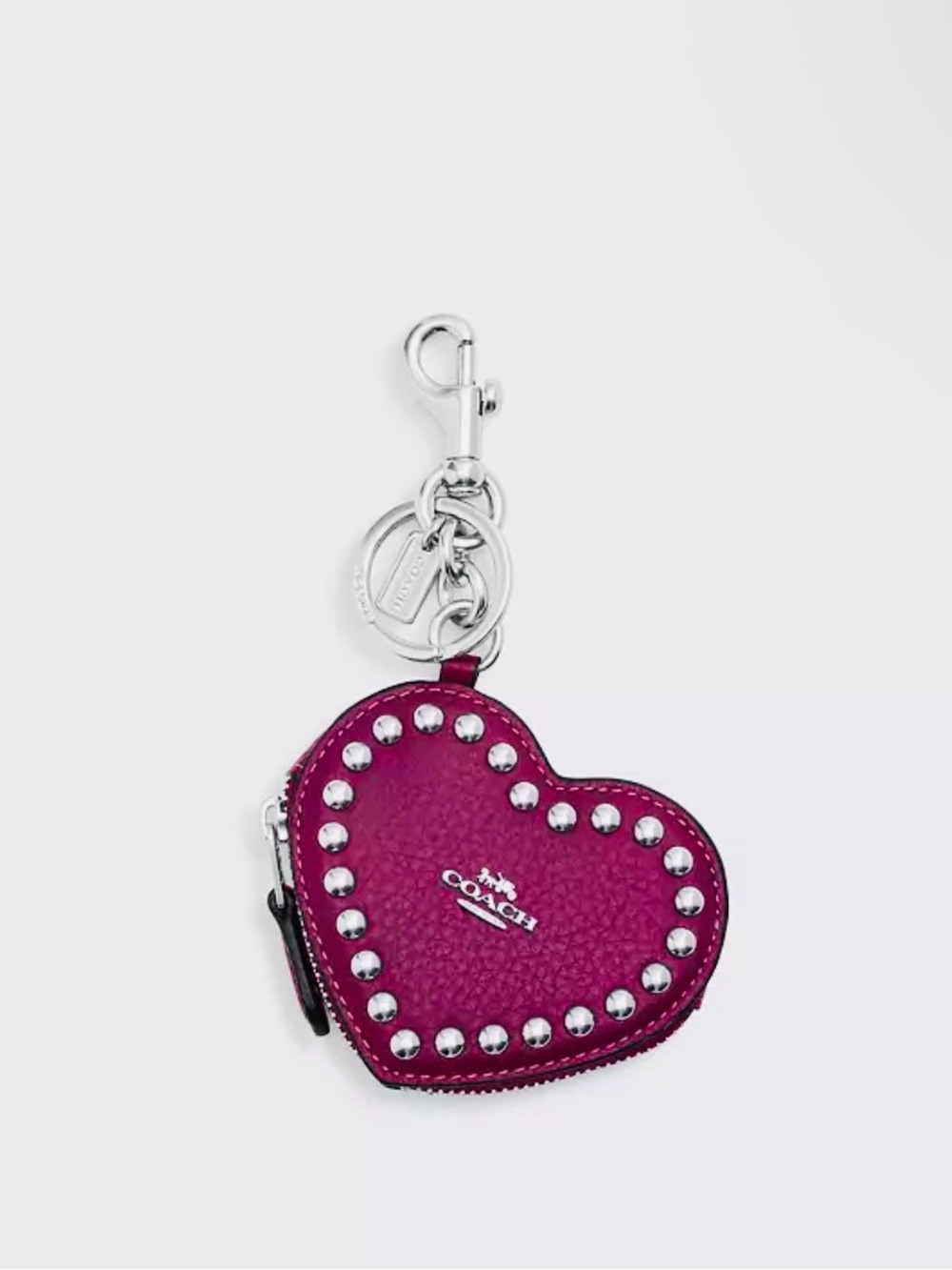 Coach Heart Pouch / Bag Charm With Rivets NWT
